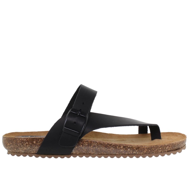 8540501BLU - Sandalia Plana Bio Mujer Negro