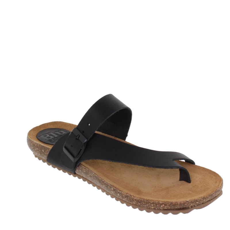 8540501BLU - Sandalia Plana Bio Mujer Negro